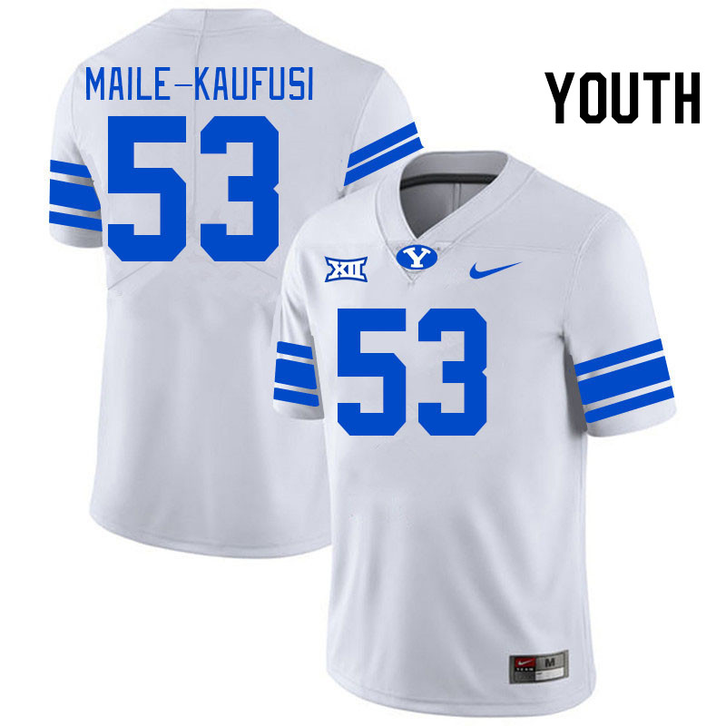 Youth #53 Orion Maile-Kaufusi BYU Cougars College Football Jerseys Stitched Sale-White